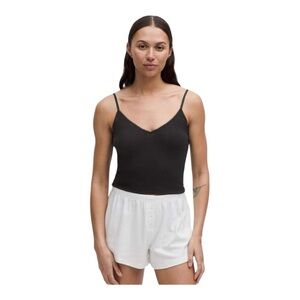 Lululemon Cotton Pointelle Cropped Cami Tank Top in Black